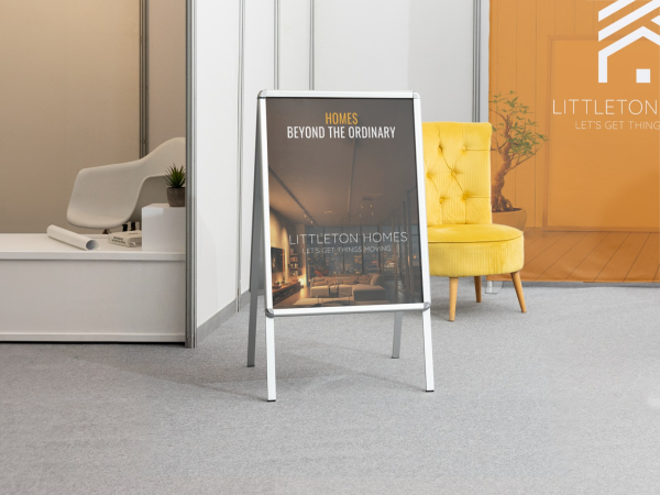 Larger version: sandwich boards Slide 10 of 10 3D View Aluminum A-Frame Signs